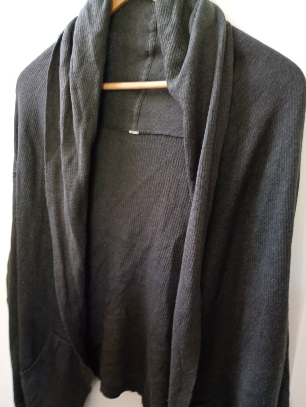 Lululemon | Charcoal Grey Cashmere Blend Ribbed Open-Front Shawl Cardigan | O/S